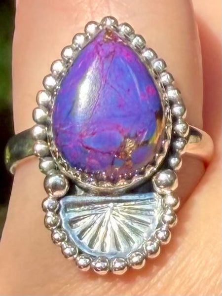 Purple Copper Turquoise Ring Size 7