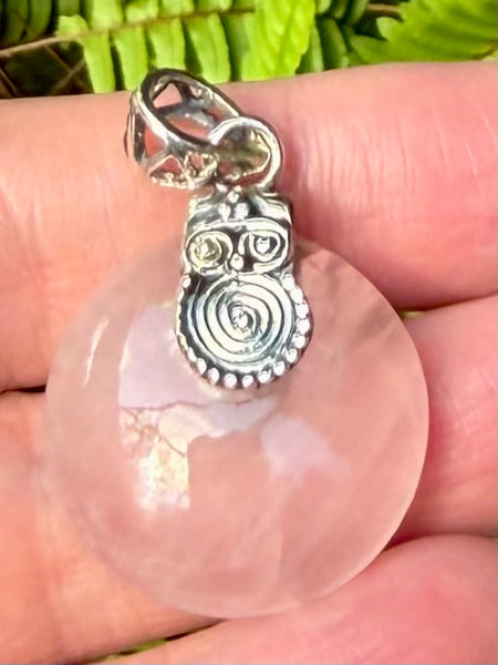 Rose Quartz Owl Pendant - Morganna’s Treasures
