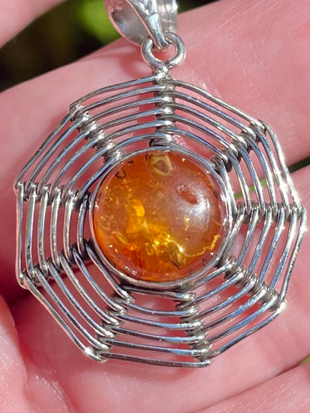 Baltic Amber Spiderweb Pendant - Morganna’s Treasures