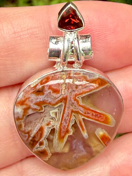 Gorgeous Turkish Tube Agate and Garnet Pendant