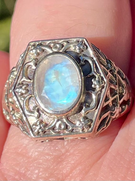 Beautiful Rainbow Moonstone Ring Size 8 - Morganna’s Treasures