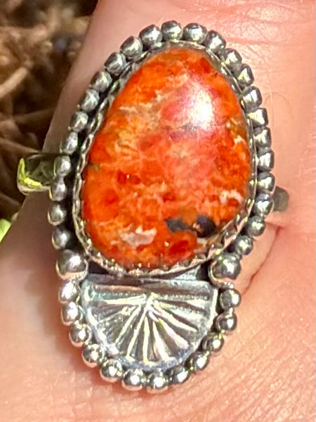 Orange Coral Ring Size 8 - Morganna’s Treasures