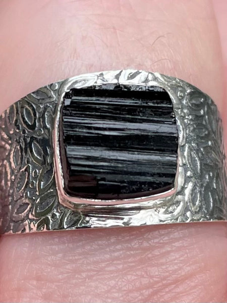 Rough Black Tourmaline Ring Size 9 - Morganna’s Treasures 