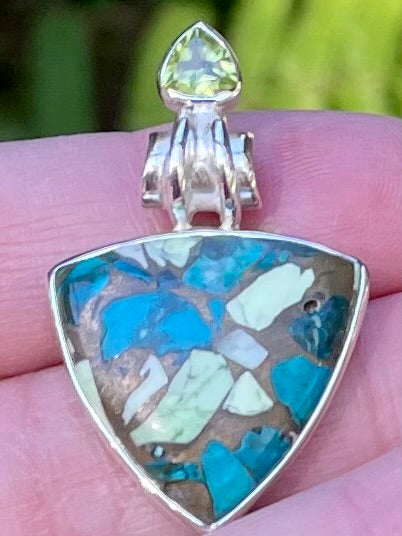 Composite Chrysocolla and Peridot Pendant - Morganna’s Treasures