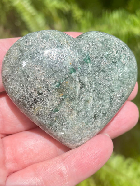 Beautiful Serpentine with Mica Heart Palm Stones - Morganna’s Treasures 