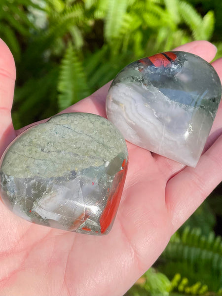 African Bloodstone Heart Palm Stone - Morganna’s Treasures
