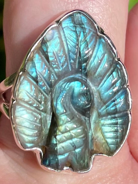 Gorgeous Labradorite Peacock Ring Size 9 - Morganna’s Treasures 