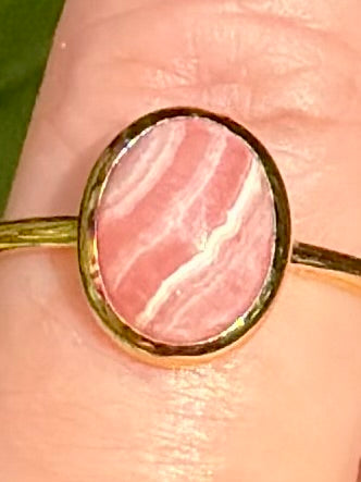 18K Gold over Sterling Silver Rhodochrosite Ring Size 8