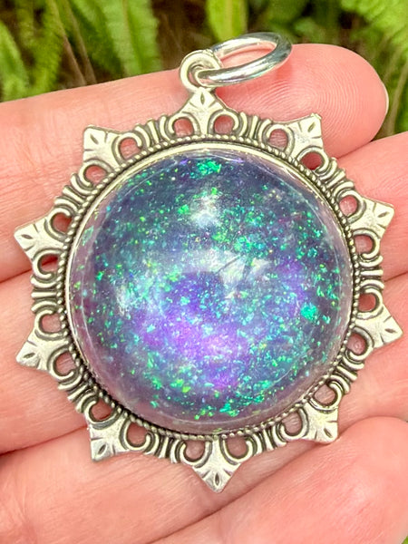 "Supernatural" Azurite, Moonstone, Iolite, Rose Quartz, Aluminum & Quartz Orgonite Pendant - Morganna’s Treasures