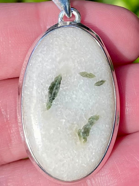 Green Tourmaline in Quartz Pendant