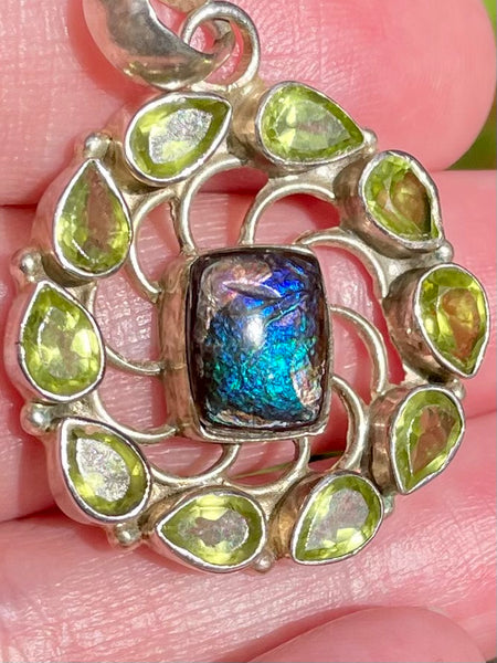 Stunning Ammolite and Peridot Pendant - Morganna’s Treasures