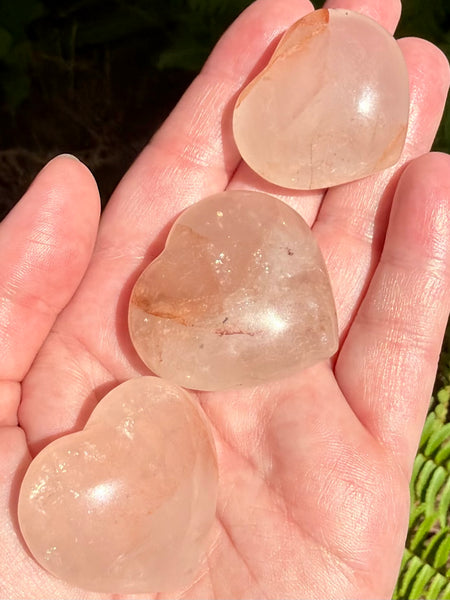 Hematoid Quartz Heart Palm Stone - Morganna’s Treasures