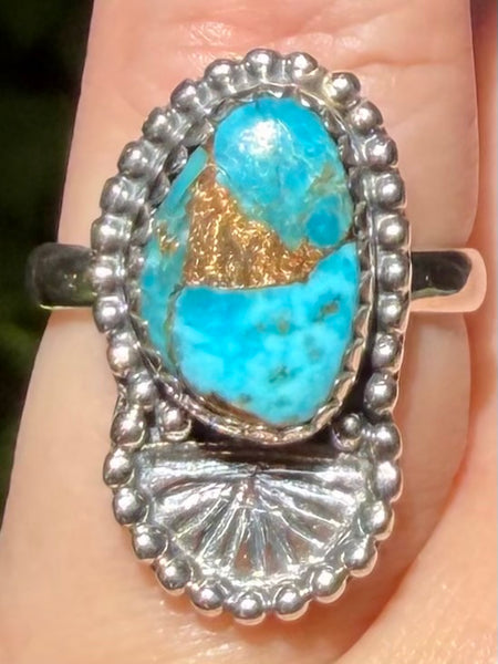Blue Copper Turquoise Ring Size 6