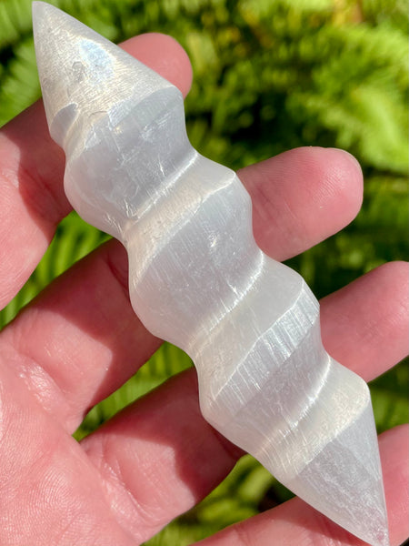 Selenite Spiral Wand - Morganna’s Treasures 