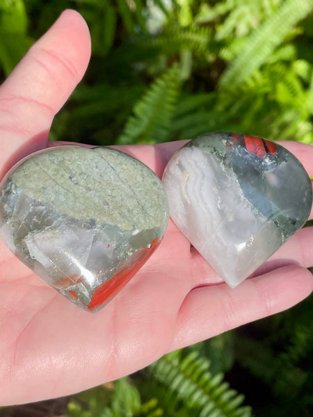 African Bloodstone Heart Palm Stone - Morganna’s Treasures