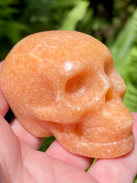 Carved Orange Calcite Skull - Morganna’s Treasures 