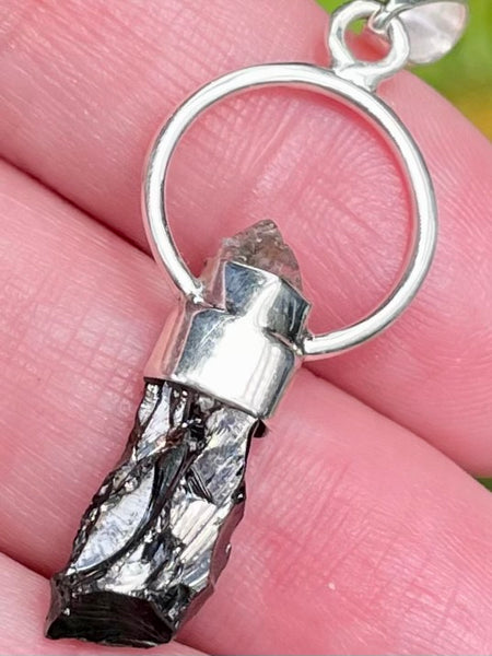 Rough Shungite and Herkimer Diamond Pendant - Morganna’s Treasures 