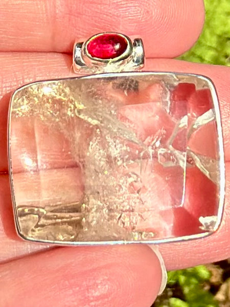 Rare Manifestation Quartz and Garnet Pendant