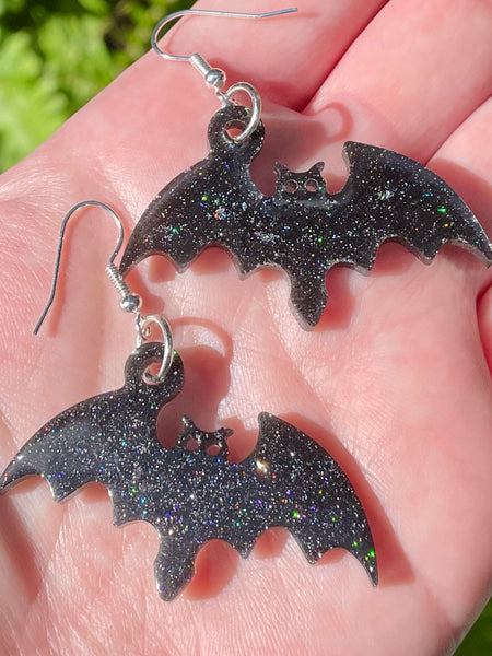 Bat Sparkle Resin Earrings - Morganna’s Treasures