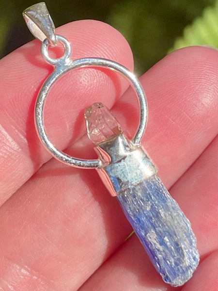 Blue Kyanite and Herkimer Diamond Pendant