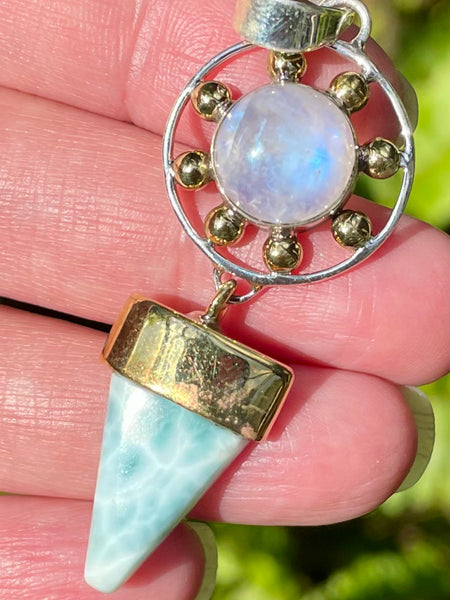 Rainbow Moonstone and Larimar Pendant - Morganna’s Treasures 