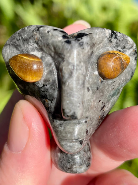 Small Yooperlite and Tigers Eye Alien - Morganna’s Treasures