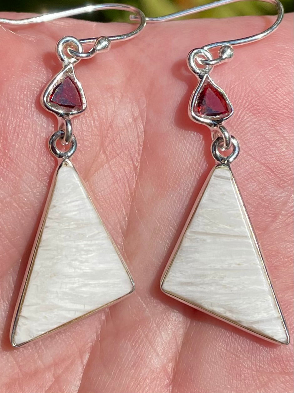 Scolecite and Garnet Earrings - Morganna’s Treasures 