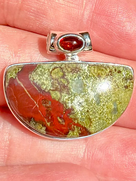 Dragon Bloodstone and Garnet Pendant