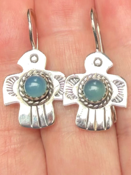 Blue Chalcedony Bird Earrings