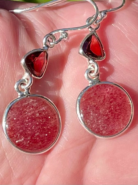 Strawberry Quartz and Garnet Earrings - Morganna’s Treasures 