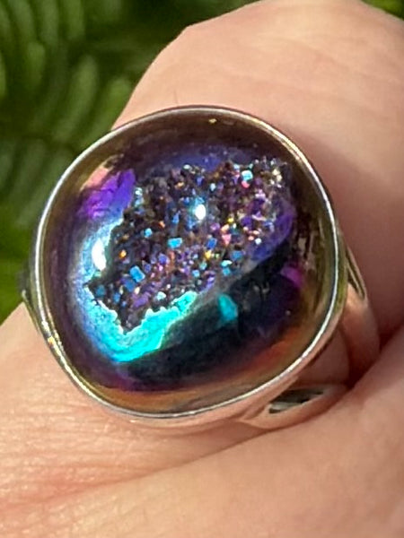 Titanium Aura Quartz Druzy Ring Size 6 - Morganna’s Treasures