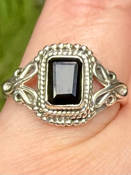 Faceted Black Onyx Ring Size 8 - Morganna’s Treasures