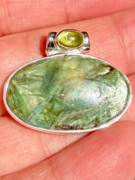Green and Blue Kyanite with Peridot Pendant