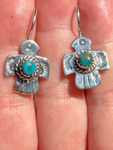 Blue Copper Turquoise Bird Earrings