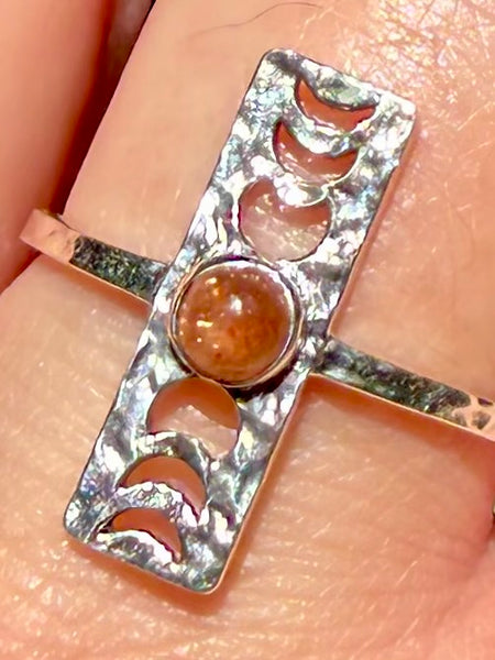 Sunstone Moon Phase Ring Size 9.5 - Morganna’s Treasures