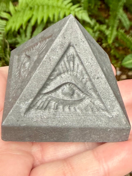 Gorgeous Shungite Pyramid with the All Seeing Eye