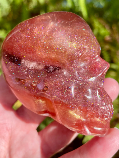 “Nymph” Large Garnet, Rose Quartz, Strawberry Quartz, Opalite, Clear Quartz & Copper Orgonite Skull (Copy) - Morganna’s Treasures