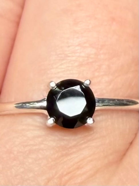 Faceted Black Onyx Ring Size 9