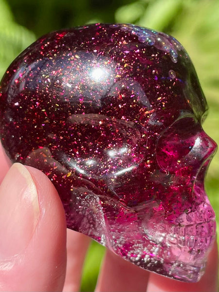 Pink Glitter Resin Skull - Morganna’s Treasures