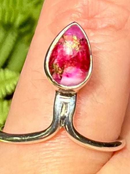 Pink Dahlia Turquoise Ring Size 7