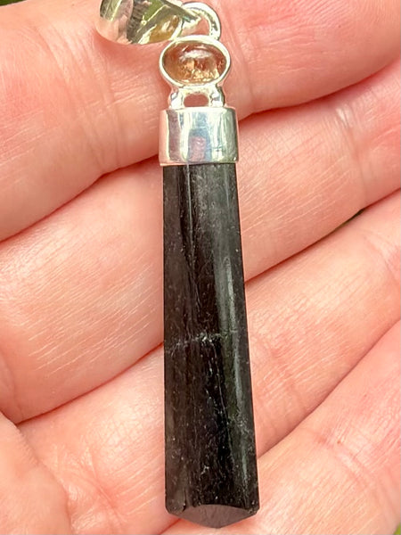 Black Tourmaline and Green Tourmaline Pendant - Morganna’s Treasures