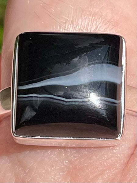 Black Botswana Agate Ring Size 9 - Morganna’s Treasures 