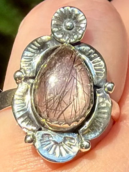 Tourmalinated Quartz Ring Size 8