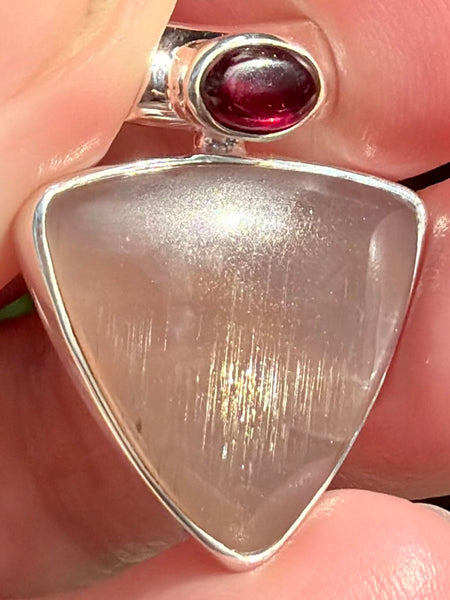 Black Sunstone and Garnet Pendant - Morganna’s Treasures