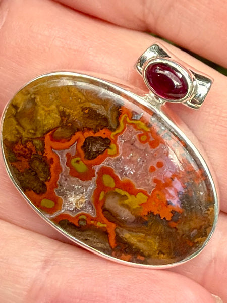 Beautiful Red Seam Agate and Garnet Pendant - Morganna’s Treasures