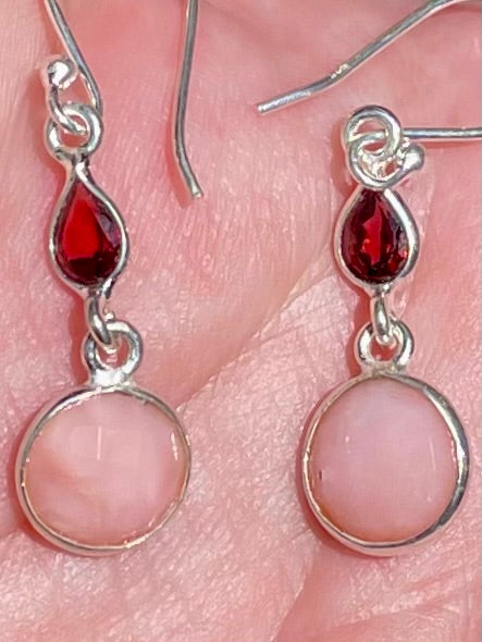 Peruvian Pink Opal and Garnet Earrings - Morganna’s Treasures 