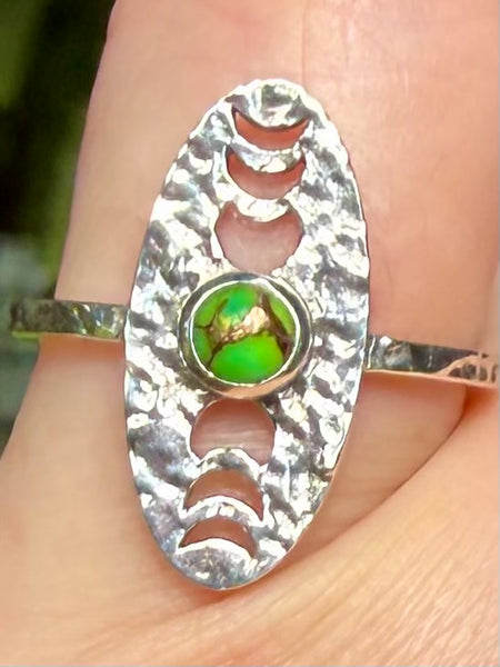 Green Copper Turquoise Phases of the Moon Ring Size 7.5 - Morganna’s Treasures