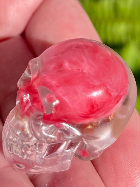 Small Rhodochrosite, Clear Quartz & Copper Orgonite Skull - Morganna’s Treasures 