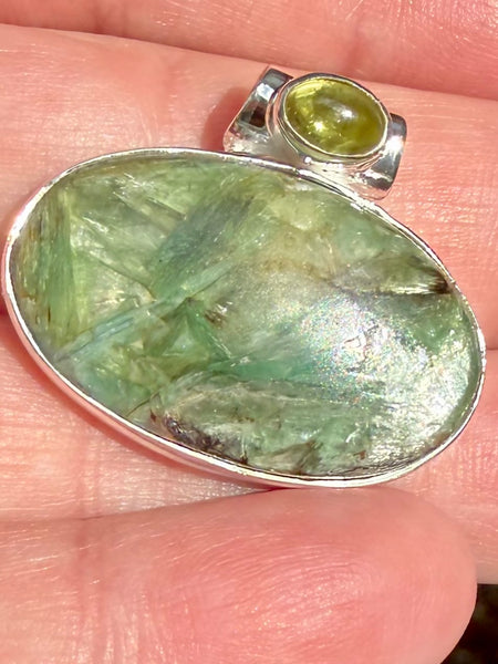 Green and Blue Kyanite with Peridot Pendant