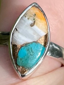 Spiny Oyster and Arizona Turquoise Ring Size 7